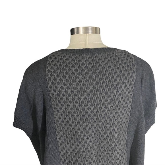 LABEL + thread Women Blue & Grey Crochet Wool Oversized Poncho Sweater Sz Small - Picture 5 of 11